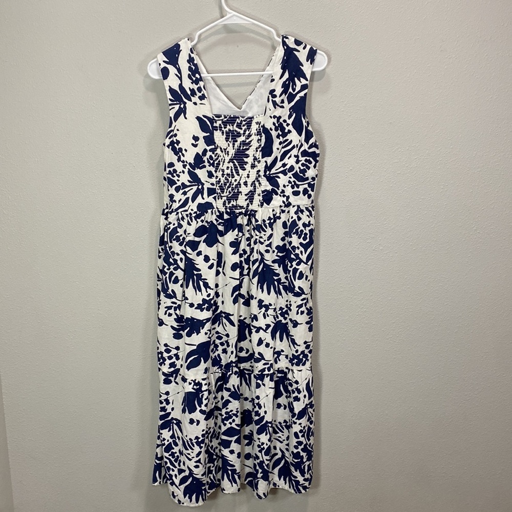 Magaschoni Linen Floral Dress Midi - image 4